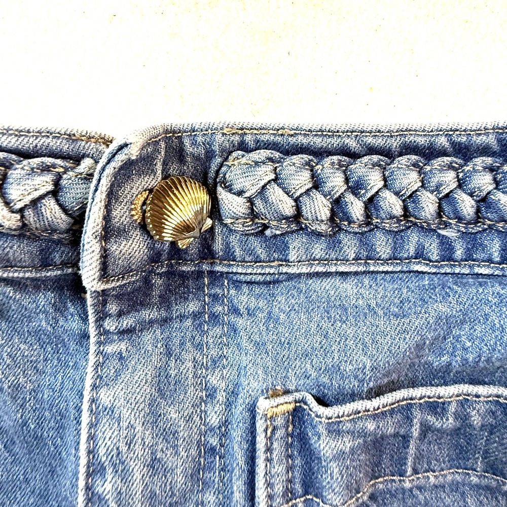 Madewell X Lisa Says Gah Shorts Womens 25 Blue Denim Braided Waist Shell Button - Picture 2 of 9